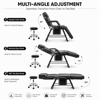 Fauteuil de massage et de beauté luxueux noir et blanc à jambes réglables, pliable, pour tatouage, coiffure, thérapie faciale et extensions de cils, économique