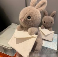 Peluche Lapin Gris Enveloppé, Jouet Lapin Marron pour Enfants, Jouet en Peluche Pas Cher, Échantillon Gratuit d'Usine