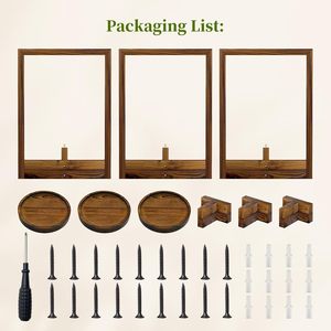 Wooden Floating <b>Wall</b>-<b>Mounted</b> Plant Rack Rectangle Single Layer Indoor Greenery Display <b>Shelf</b> - Product Image 4
