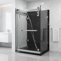Kits de quincaillerie pour cabine de douche : Nouveau système de porte de douche coulissante vers l'intérieur avec rail inférieur et tube supérieur pour salle de bain compacte