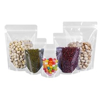 Sachet Doypack refermable transparent avec fermeture éclair pour snacks, noix et aliments, emballage alimentaire en plastique, pochette à fermeture éclair autoportante