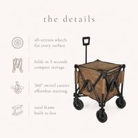 Chariot utilitaire pliable robuste, chariot de jardin pliable avec roues, chariot tout-terrain pour le camping et la plage