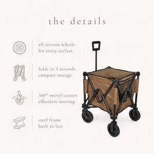 Chariot utilitaire pliable robuste, chariot <span class=keywords><strong>de</strong></span> jardin pliable avec roues, chariot tout-terrain pour le camping et la plage - Product Image 4
