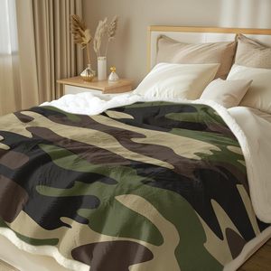 Green Camouflage Fleece <strong>Throw</strong> Blanket for Kids Boys Soft <strong>Brown</strong> Camo Camping Sherpa Blanket for Couch Chair, <strong>Throw</strong> - Product Image 2