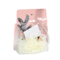 Sac cadeau transparent en PVC écologique et durable avec poignées en perles, sac fourre-tout souvenir, emballage pour bonbons de mariage, 100g