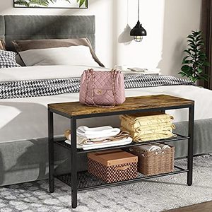 Sturdy Durable Metal Shoe Rack <b>Bench</b> Multi-Functional Side Table with Ample MDF <b>Storage</b> Spaces for Living Room or Warehouse Use - Product Image 4