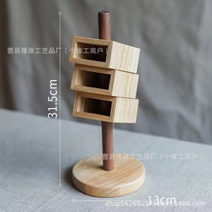 Solid Wood Slanted Pen Holder 3 Tier Desktop Organizer 10Cm X 8Cm X 15Cm Standing Type For Office Study Storage - Product Image 5