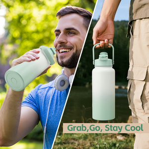 Termo de Vacío Aislado de Doble Pared de Acero Inoxidable de 1L con Logotipo Personalizado, Botellas de Agua Deportivas de 18oz y 32oz con Recubrimiento en Polvo - Product Image 5