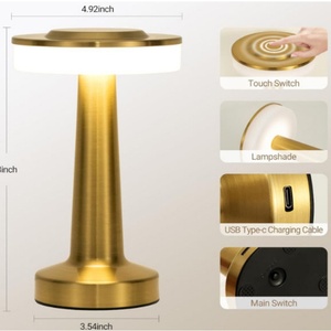 Lampe de bureau portable en forme d'haltère, capteur tactile, 3 modes d'éclairage, <span class=keywords><strong>rechargeable</strong></span>, métal, LED dimmable, lampe de nuit pour la maison, le bar, la chambre - Product Image 3