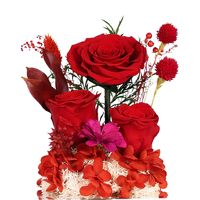 Roses éternelles faites à la main acrylique trois roses fleur préservée pour la Saint-Valentin anniversaire anniversaire de mariage idée cadeau unique