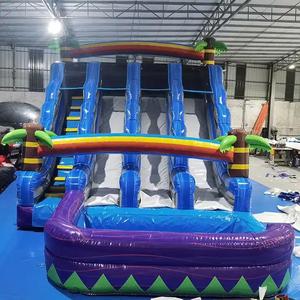 Grand toboggan aquatique gonflable populaire à trois glissières avec <span class=keywords><strong>piscine</strong></span>, <span class=keywords><strong>pour</strong></span> enfants et adultes, style personnalisé, violet, <span class=keywords><strong>pour</strong></span> <span class=keywords><strong>jardin</strong></span>, jeu aquatique amusant - Product Image 2