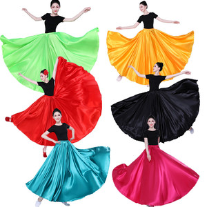 720 Degree Satin <strong>Skirt</strong> for Women Adult Big Swing Belly Dance <strong>Skirt</strong> Adult <strong>Gypsy</strong> Long <strong>Skirts</strong> Dancer Practice Performance Wear - Product Image 5