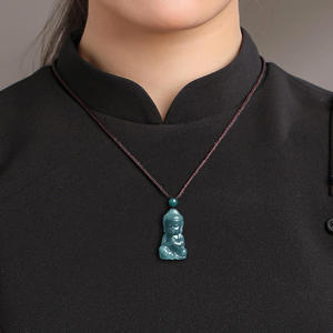 Colgante de Jadeíta Natural Azul Agua con Buda, Joyería para Mujer, Diseño Original, Estilo Chino, Regalo con Certificado de Tasación FG64 - Product Image 4