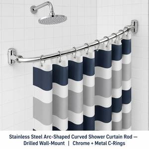 Tringle <span class=keywords><strong>de</strong></span> douche courbée Minglang, réglable et antirouille, pour salle <span class=keywords><strong>de</strong></span> bain (nouvelle version, nécessite perçage) - Product Image 3