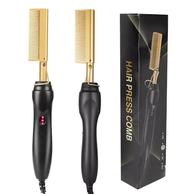 Most Popular 500 Degrees Flat Iron Heated Hotcombs And Curlin Private Label Fast Hair Straightener Pressing Electric Hot Comb