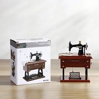 Décoration Quotidienne pour la Maison : Boîte à Musique Rétro Amusante en Forme de Mini Machine à Coudre, Horloge et Boîte à Musique, Idéale comme Cadeau d'Anniversaire