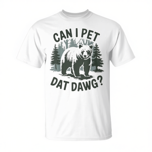 Camiseta con diseño divertido de Can I Pet Dat Dawg Bear Meme para amantes de los animales y excursionistas - Product Image 2