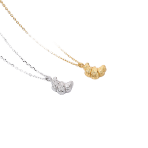 Alla moda 18K placcato oro 925 argento Sterling Croissant collana pendente graziosi <span class=keywords><strong>gioielli</strong></span> a forma <span class=keywords><strong>di</strong></span> pane per le donne-regalo perfetto per la festa - Product Image 3