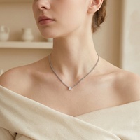 Kalung Tulang Selangka Perak Sterling S925 untuk Wanita, Kalung Rantai Kuba, Liontin Moissanite Potongan Putri Berlapis Emas Putih 18K, Hadiah Perhiasan