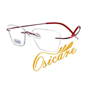 2024高級イタリアブランドデザイン薄い卸売柔軟な超軽量読書眼鏡光学チタンリムレスメガネフレーム