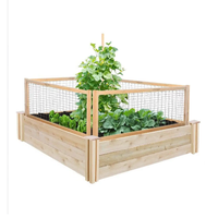 Boîte de pots en bois de sapin carré de haute qualité pour fleurs légumes avec treillis métallique