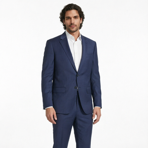 Últimos Trajes de Novio Bridalaffair, Esmoquin Azul con Solapa, Trajes de Negocios para Hombre con Cuello en V, Corte Entallado, 3 Piezas (Chaqueta+Pantalones+Chaleco), Tallas Grandes - Product Image 1