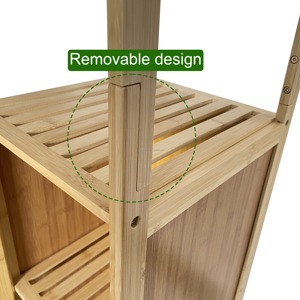 Armoire de rangement en bambou ventilé Urban Neat SYT pour mur <span class=keywords><strong>TV</strong></span>, coin, porte à lattes, panier à linge pour niche de lecture - Product Image 4