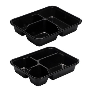 Borui Three Compartment <b>Lunch</b> <b>Box</b> <b>Plastic</b> Lid Microwave Safe Food Grade Disposable Rectangle Container For Meal Prep - Product Image 2