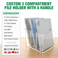 Organisateur de bureau en acrylique transparent de luxe à 3 compartiments pour trier les documents, idéal pour la maison, l'étude, l'école et le bureau (OEM d'usine)