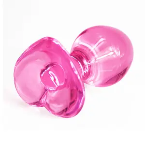 Glass Pink Heart Anal Plug Lesbian G-Spot Squirt Crystal Ball Gay Sex Toys For Man Women Prostate Stimulator Anus Huge Butt