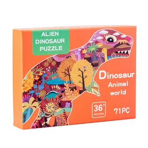 Tùy chỉnh người lớn trẻ em giáo dục sớm hình đóng hộp 100 mảnh của động vật khủng long minh họa giấy ghép hình câu đố đồ chơi - Product Image 4