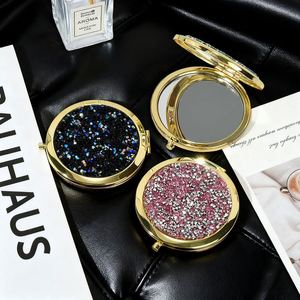 Wholesale Diamond Glitter Double Sided Material Silver <b>Mirror</b> Portable <b>Small</b> Folding Makeup <b>Mirror</b> for Girls Souvenir - Product Image 1
