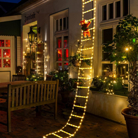 3 M Père Noël Cordes lumineuses à LED Échelle d'escalade Lumières de Noël Pendentif de fenêtre murale de Noël Ornements de fête d'arbre de Noël USB