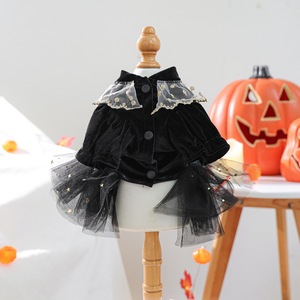 בגדי חיות מחמד 2026, בגדי כלבים, שמלת נסיכה מפוארת לחתונה, שמלת קטיפה שחורה עם ורדים לכלבים, סיטונאי - Product Image 4