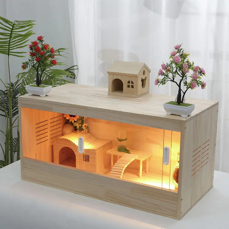 हैमस्टर केज लकड़ी कार्टन बॉक्स प्राकृतिक आसान पालतू पिंजरे, वाहक और घर टिकाऊ चूहे