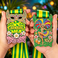 Médaille personnalisée en émail souple, découpée au laser, motif cœur européen, gravée, de luxe, pour fête de carnaval