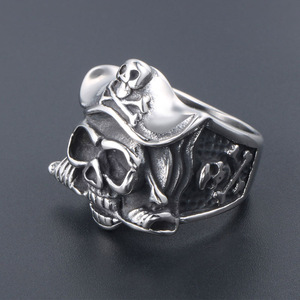 แหวนเหล็กไทเทเนียมรูปหัวกะโหลก SA814 ของขวัญเครื่องประดับย้อนยุคสำหรับผู้ชาย - Product Image 3