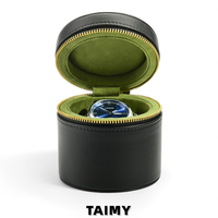 Boîtes à montres en cuir PU, étui de rangement portable pour montres, logo personnalisé, boîtes à montres rondes pour bijoux, boîtes cadeaux pour hommes et femmes, emballage de montres