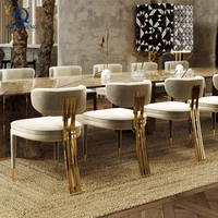 Chaise de salle à manger de luxe au design élégant, chaise de dîner en métal doré en acier inoxydable pour hôtel