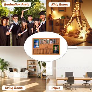 Wooden School Year Photo <b>Frame</b> 1206 Rectangular Natural Wood Brown Durable For Preschool Kindergarten Growth Commemorative Album - Product Image 4