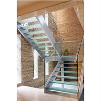 Escalier préfabriqué Prima moderne en acier au carbone Double poutre en U bande de roulement en bois de chêne conception d'escalier intérieur pour les maisons
