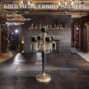 Candélabres en fer plaqué or de qualité supérieure, sur mesure, durables, résistants à la chaleur, lanternes décoratives pour la maison et les hôtels - Product Image 2