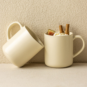 Wholesale Irregular Mouth <b>Ceramic</b> Coffee <b>Cup</b> Matte Beige Mugs Custom Mugs for Laser Engraving - Product Image 5