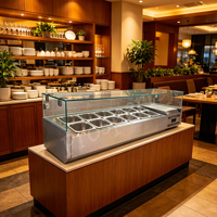 Réfrigérateur de présentation de comptoir 1500 mm pour ingrédients de salade, table de préparation réfrigérée pour bar à salades, pizzas et traiteur