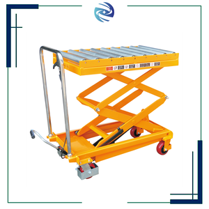 Mesa elevadora móvil hidráulica de tijera de altura ajustable con rodillos diseñados para el manejo de cargas pesadas y un movimiento eficiente - Product Image 3