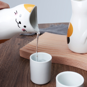 Tazze di bottiglia di vino di ceramica del regalo creativo di progettazione del gatto di stile giapponese su ordinazione che servono il Set di Sake della porcellana - Product Image 2
