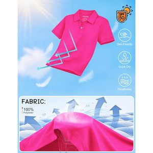 Polo de performance pour garçons 100% polyester, séchage rapide, vêtements de golf, uniforme scolaire, UPF 50+, col chemise, manches courtes - Product Image 3