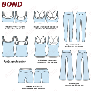 Conjunto Deportivo de Cintura Alta Bond Custom Color para Mujer, Sujetador Deportivo de Doble Capa, Leggings de Gimnasio, Shorts Esculpidos en Capas, Conjunto de Yoga - Product Image 1