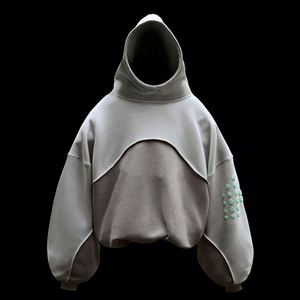 Yingling Mens Custom Cotton Hoody Streetwear Grueso Drop Shoulder Cropped Hoodie Unisex Pullover Cropped Hoodie Hombres - Product Image 4