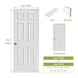 Portes intérieures pré-montées en bois HDF moulé, à 6 panneaux, blanches apprêtées, avec âme alvéolée en nid d'abeille, entrepôt USA - Product Image 3